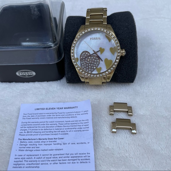 Authentic Fossil hand watch hearts and diamonds - Picture 3 of 10